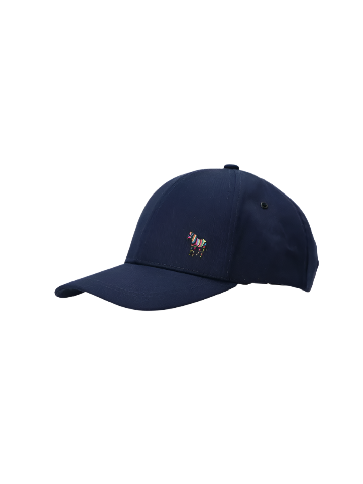 Navy blue cap with a small logo on a white background