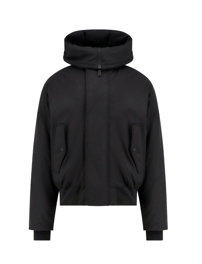 Black hooded jacket on a white background