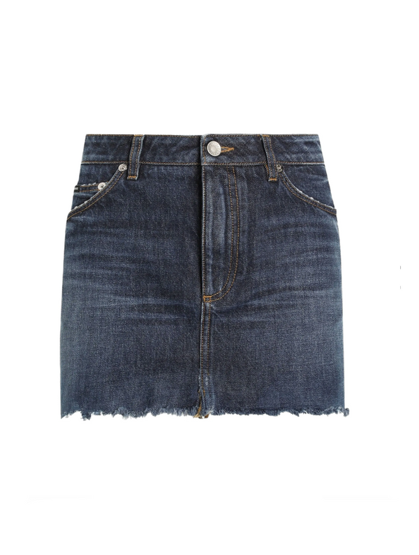 Denim skirt on a white background