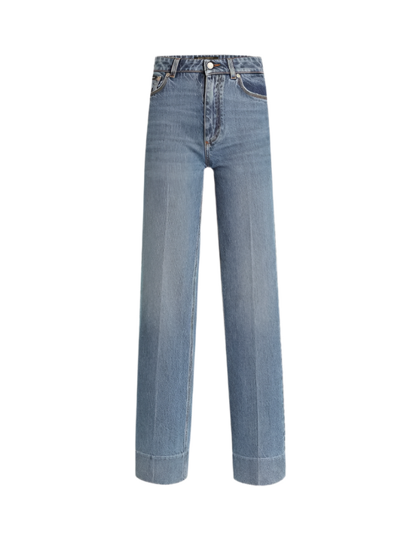 Pair of blue jeans on a white background