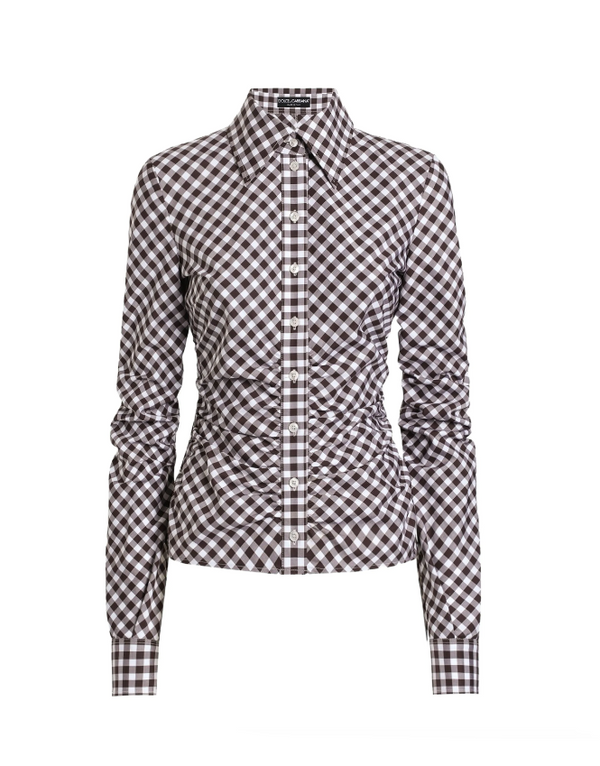 Black and white checkered shirt on a white background