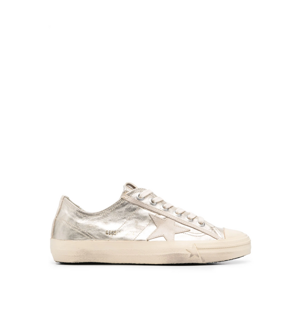 Silver and white sneaker on a white background