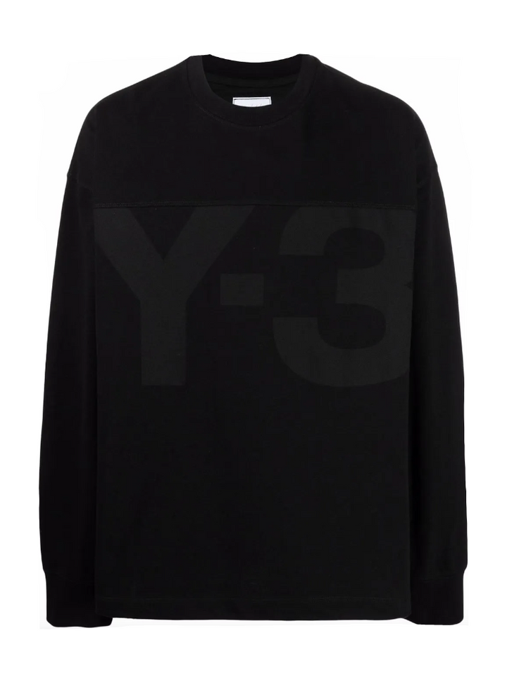 Black sweatshirt with 'Y-3' logo on a white background