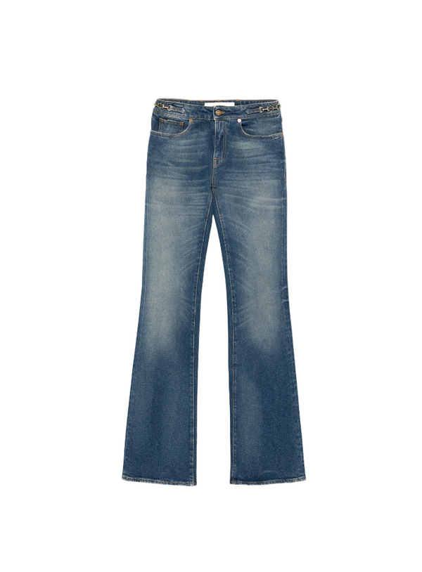 Pair of blue jeans on a white background