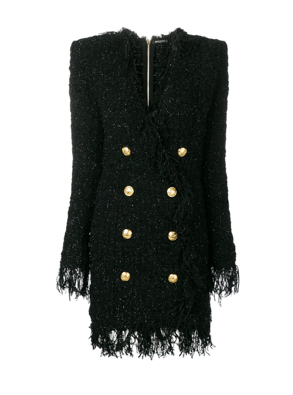 Balmain knitted dress with gold buttons