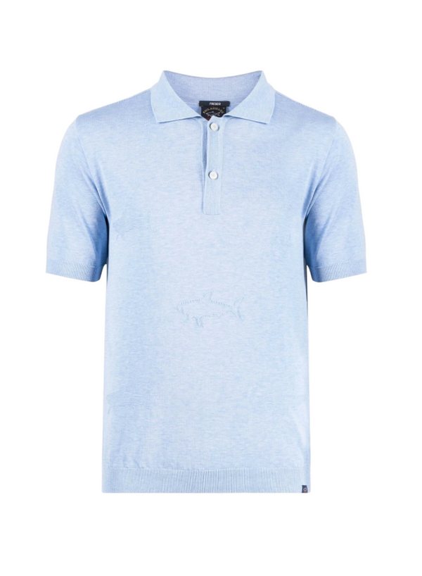Light blue polo shirt on a white background