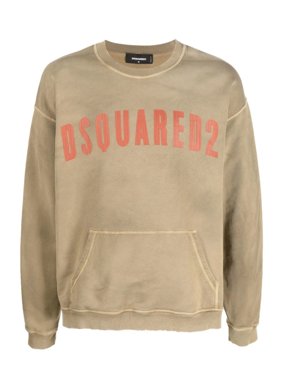 Beige sweatshirt with 'Dsquared2' logo on a white background