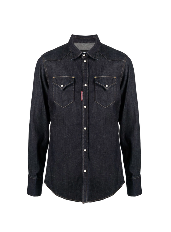 Black denim shirt on a white background