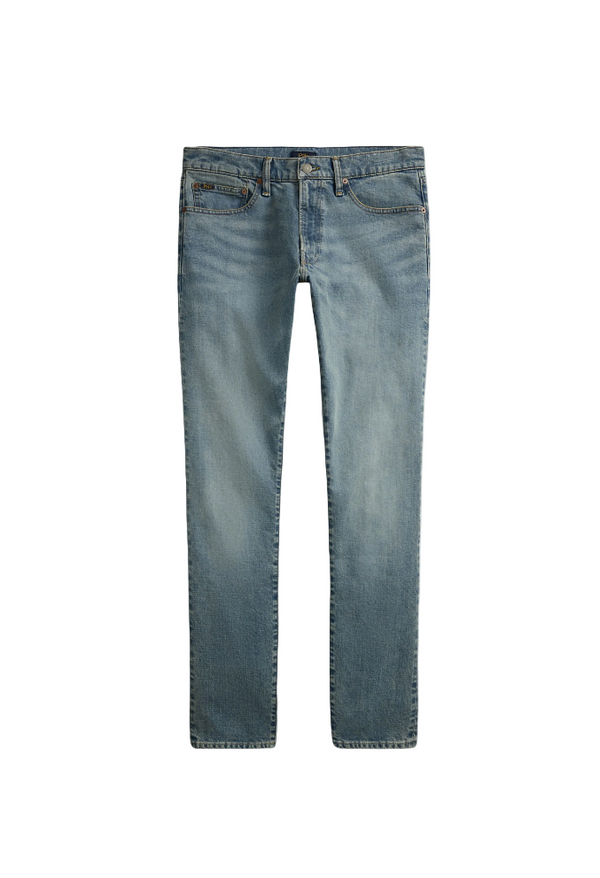 Pair of blue jeans on a white background