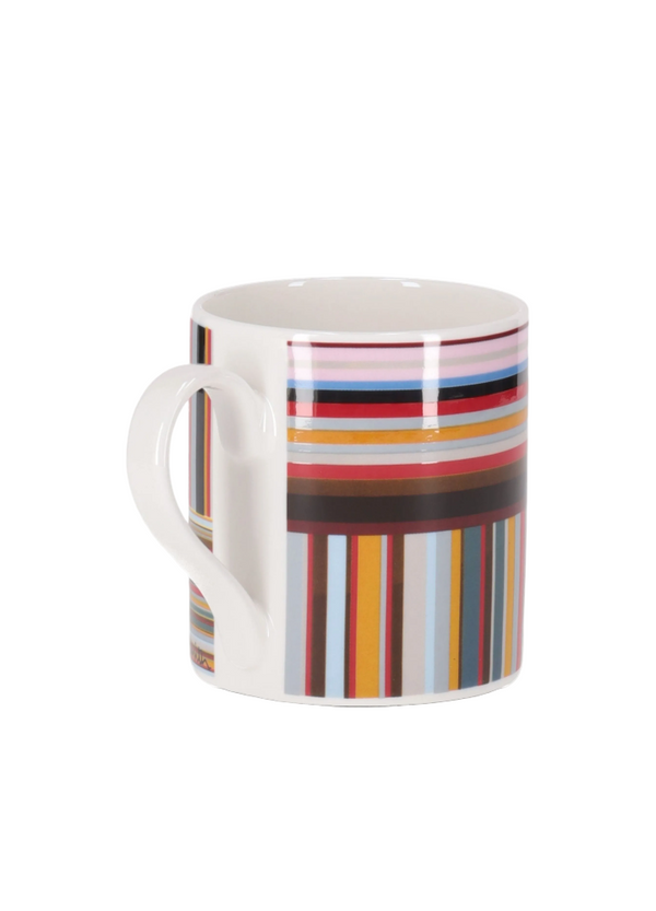 Colorful striped mug on a white background