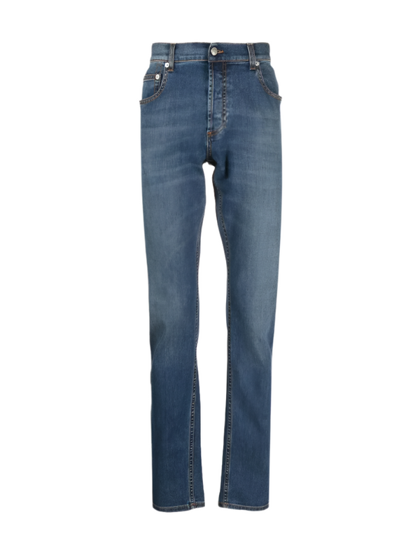 Alexander McQueen embroidered-logo slim-fit jeans