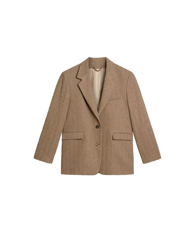 Brown blazer on a light beige background