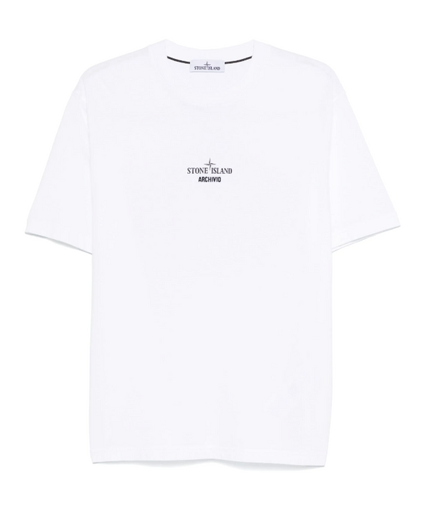 Stone Island white logo cotton T-shirt