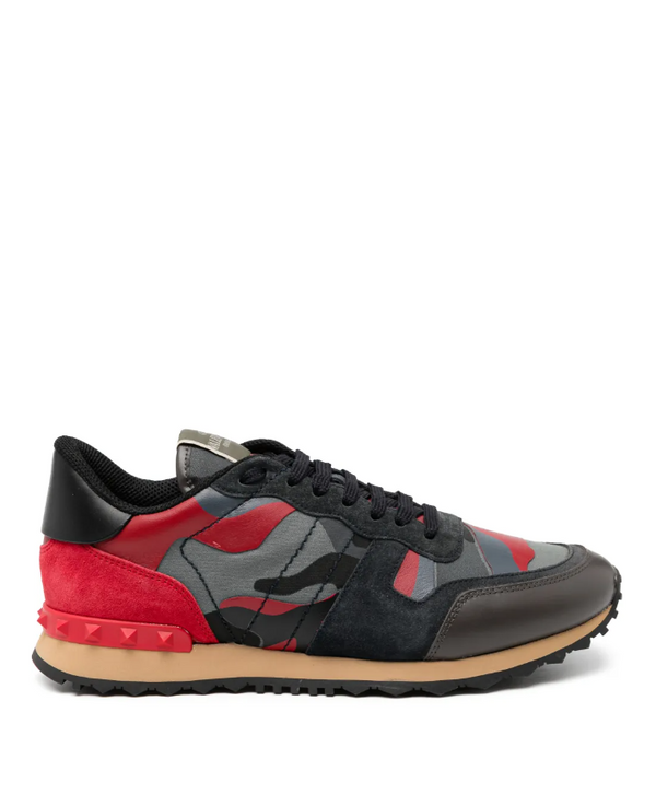 Valentino Garavani black and red Rockstud sneakers