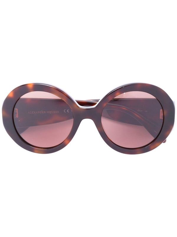 Alexander McQueen Brown acetate mini stud round frame sunglasses
