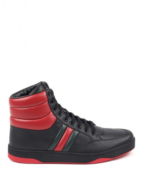 Gucci Black & red leather contrast padded high-top sneakers