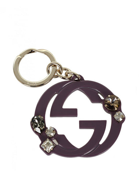 Gucci Violet GG plexiglass crystals key ring