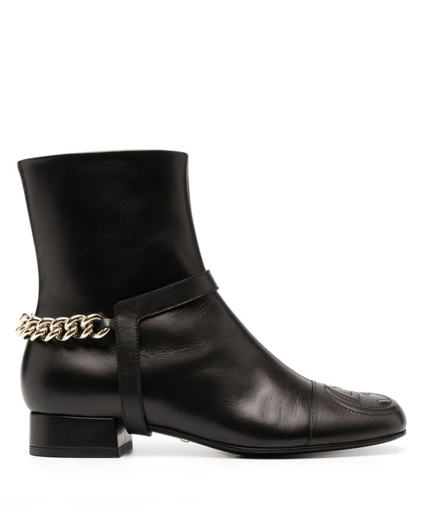 Gucci chain-trim leather ankle boots