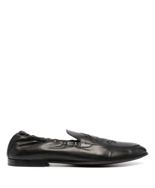 Dolce & Gabbana logo-embroidered leather loafers