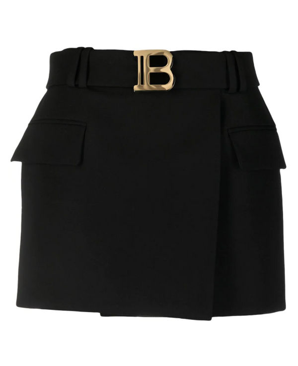 Balmain low-rise belted skirt