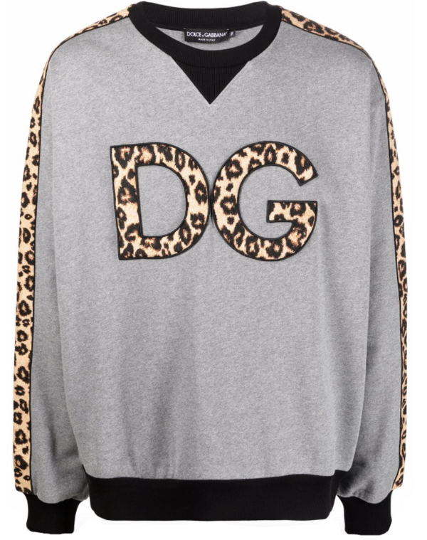 Dolce & Gabbana leopard-print logo patch sweatshirt