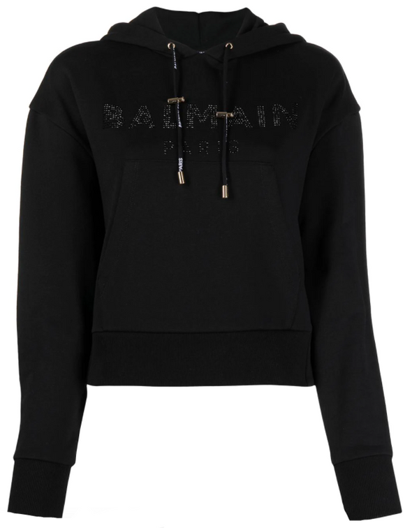 Balmain embellished-logo cropped hoodie