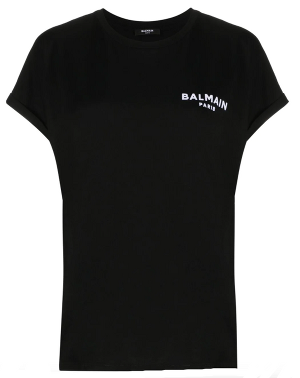 Balmain small flocked logo T-shirt