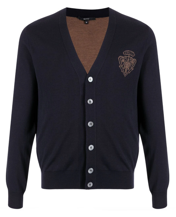 Gucci Dark blue wool slim fit cardigan