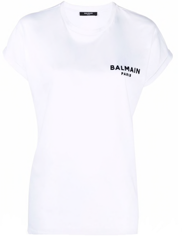 Balmain small flocked logo T-shirt