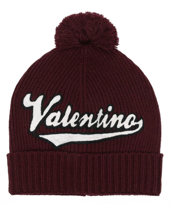 Valentino embroidered logo beanie hat