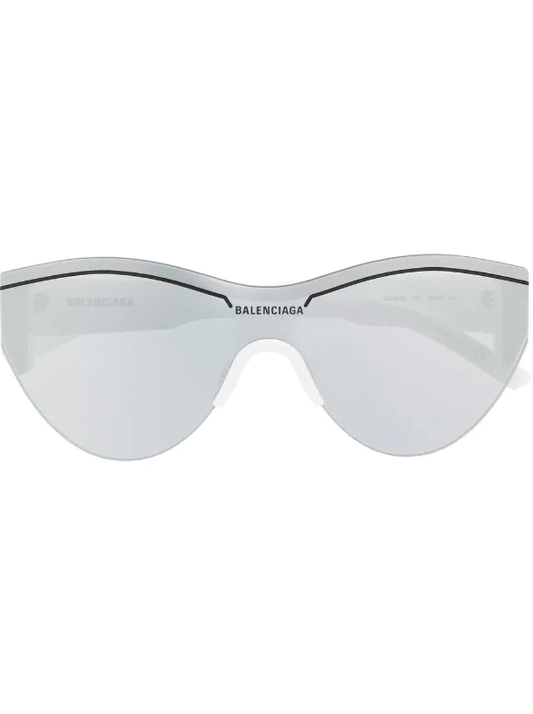 Balenciaga Eyewear Ski Cat Sunglasses in white acetate with silver lens