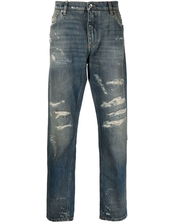 Dolce & Gabbana distressed straight-leg jeans