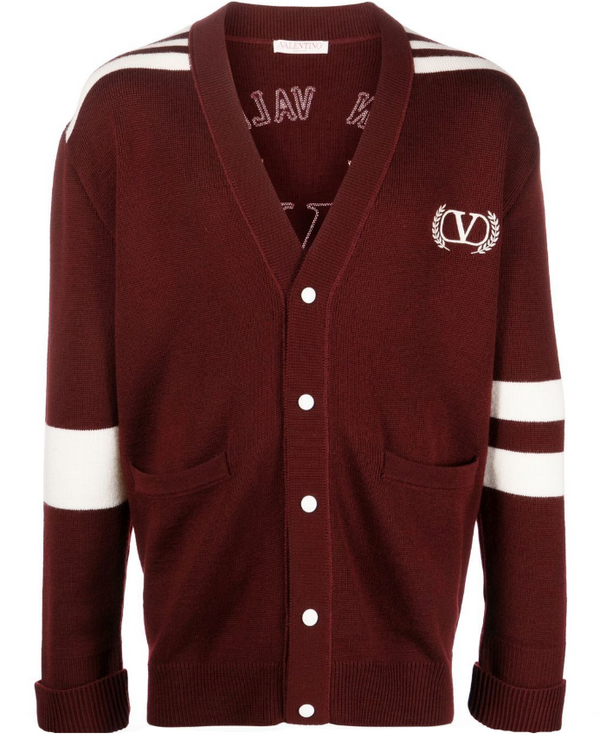 Valentino logo-embroidered virgin-wool cardigan