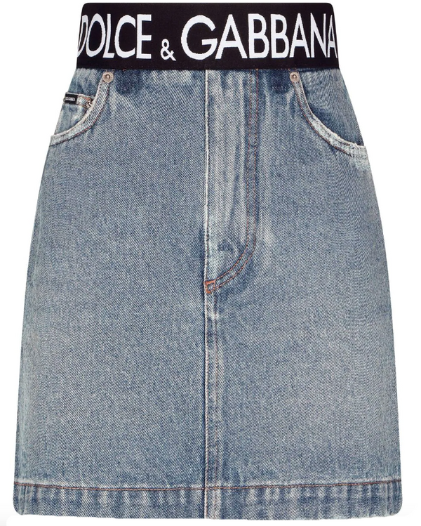 Dolce & Gabbana high-waisted denim mini skirt