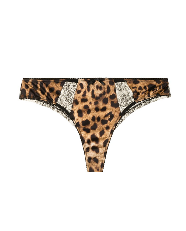 Dolce & Gabbana leopard-print lace-trim thong