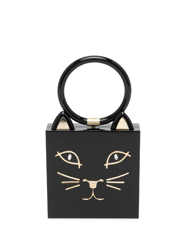 Charlotte Olympia cat-print clutch bag