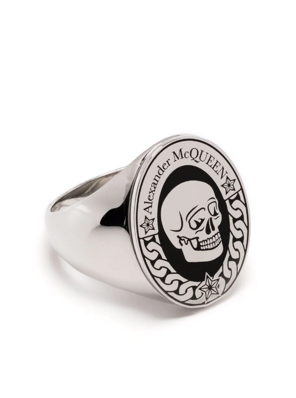 Alexander McQueen skull-logo signet ring