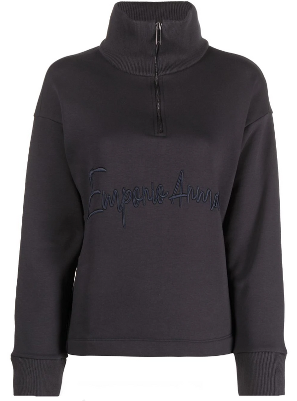 Emporio Armani logo-embroidered quarter-zip sweatshirt