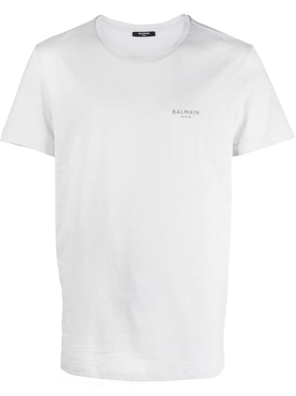 Balmain flocked-logo organic-cotton T-shirt