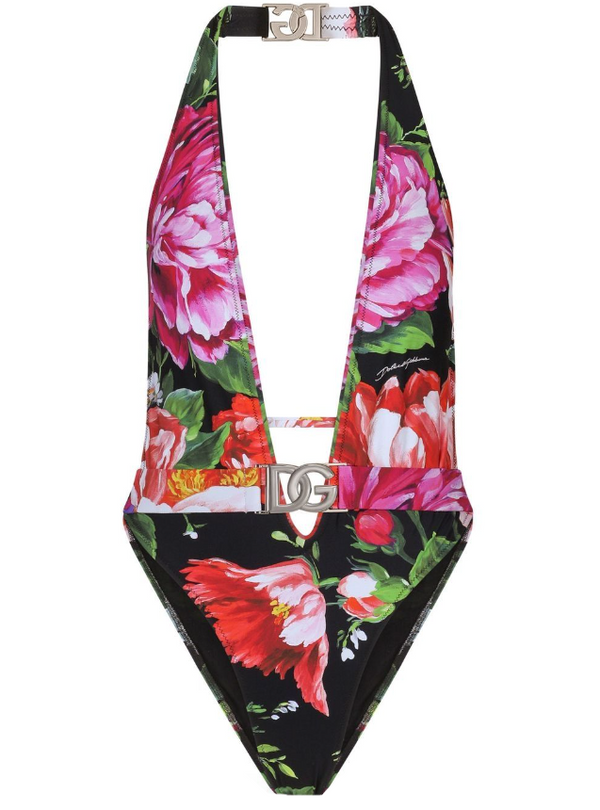 Dolce & Gabbana floral-print halterneck swimsuit
