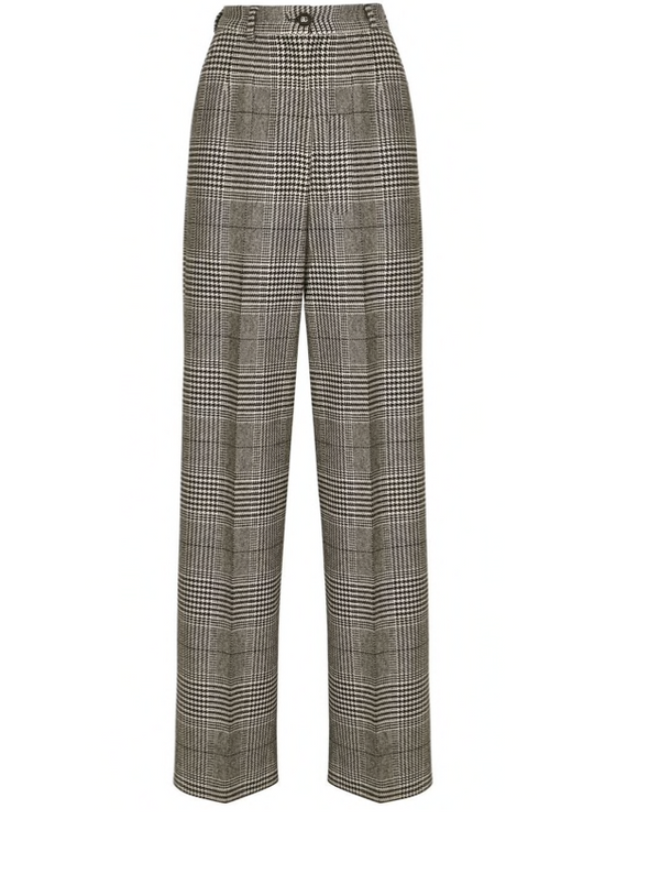 Dolce & Gabbana check-pattern virgin wool wide-leg trousers