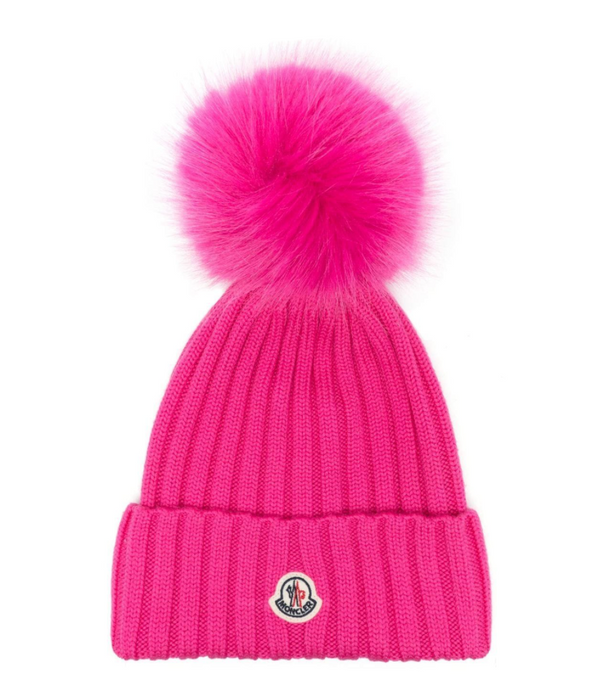 Moncler logo-patch pompom beanie