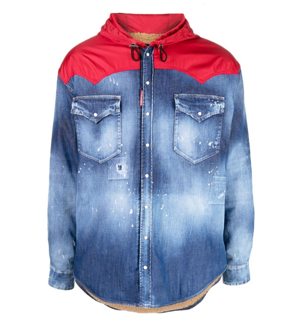 Dsquared2 hooded hybrid denim jacket