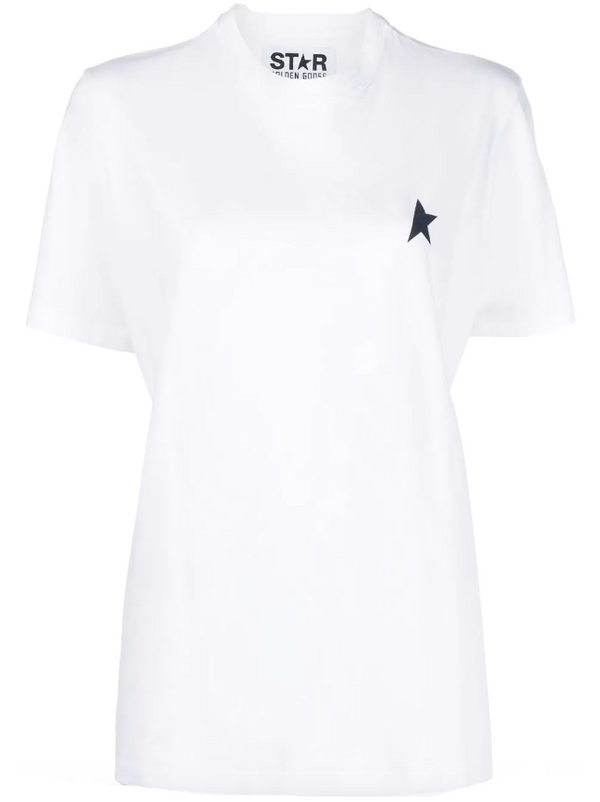 Golden Goose Star Collection T-shirt in white with contrasting navy star on the front