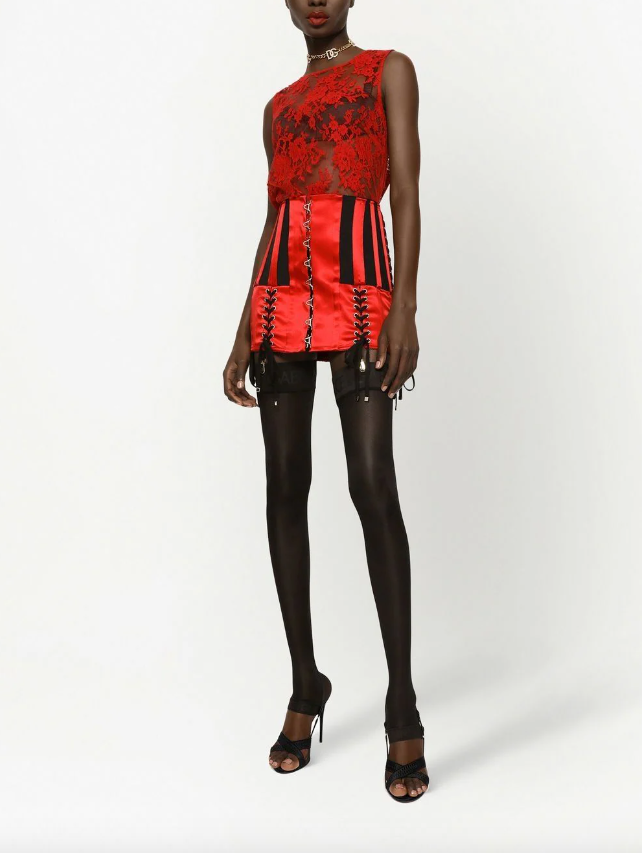 Floral Chantilly lace top in black - Dolce Gabbana