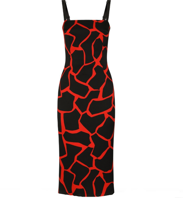Dolce & Gabbana giraffe-print charmeuse calf-length dress