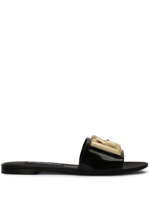 Dolce & Gabbana polished calfskin sliders with DG logo