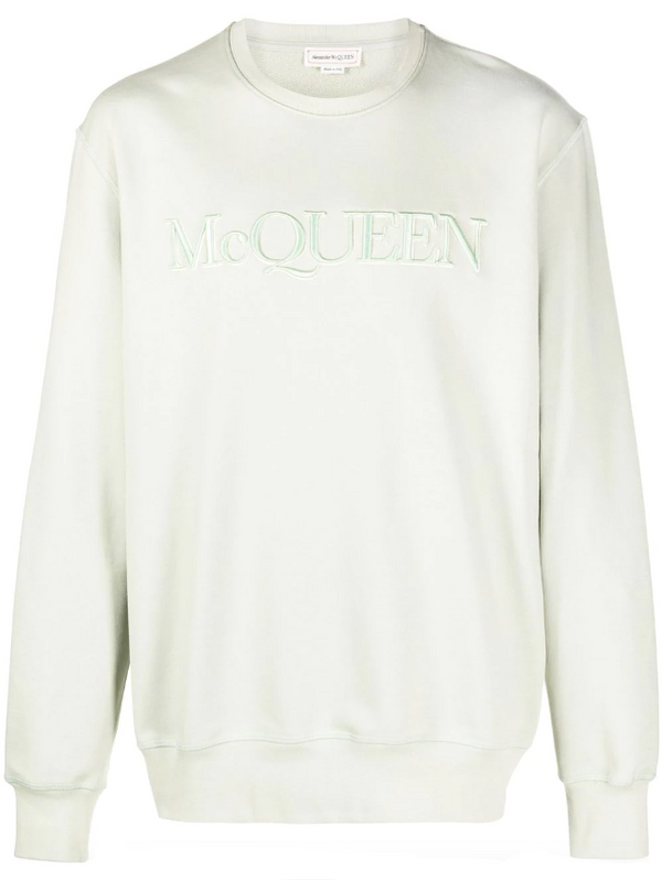 Alexander McQueen men's Graffiti hooded sweatshirt in light green