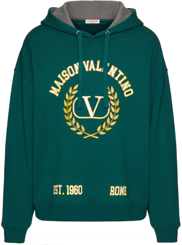 Valentino Cotton hooded sweatshirt with Maison Valentino print