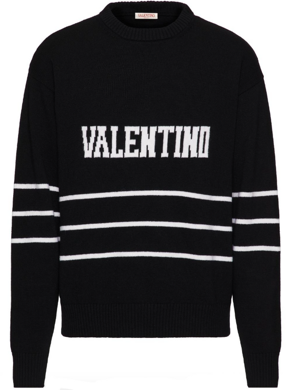Valentino wool crewneck jumper with Valentino embroidery
